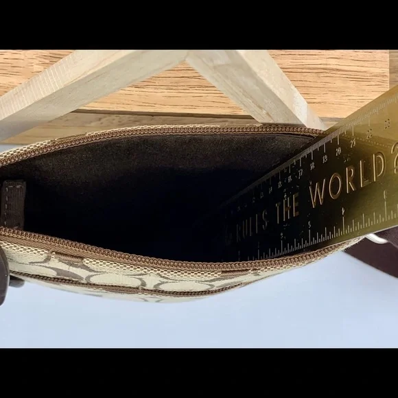 Coach Signature Print Taupe & Brown Adjustable Crossbody Bag - Picture 7 of 7